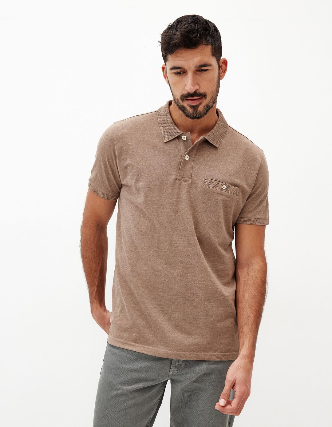 Polo de Manga Curta, Homem, Castanho