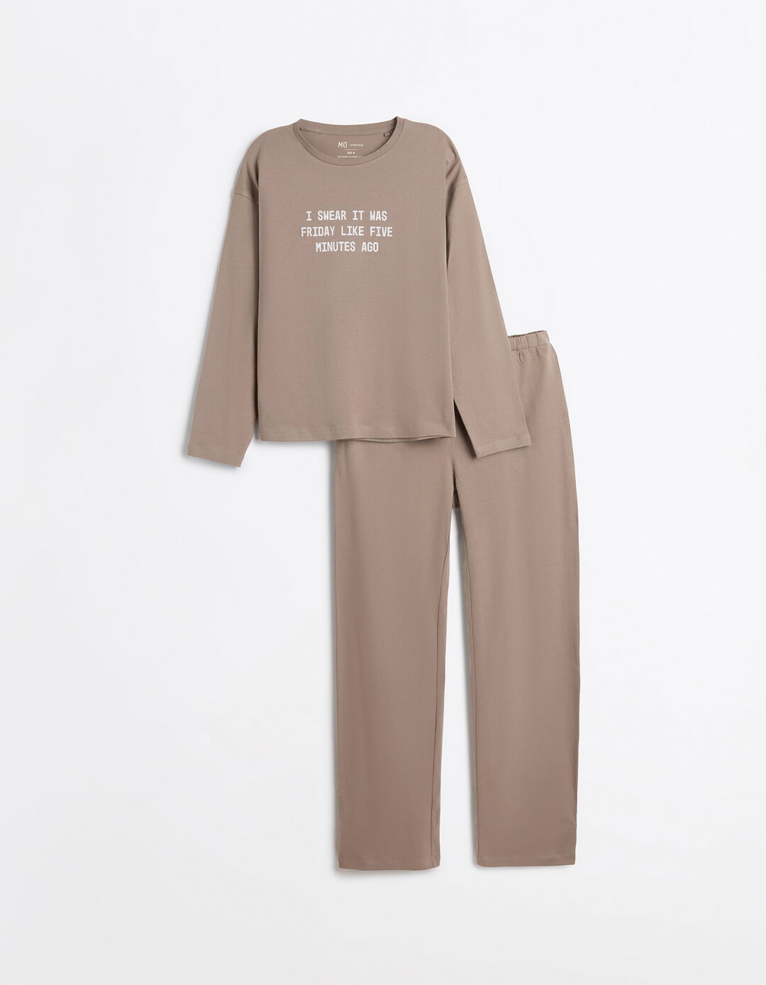 Pijama Jersey Estampado, Mulher, Castanho Claro