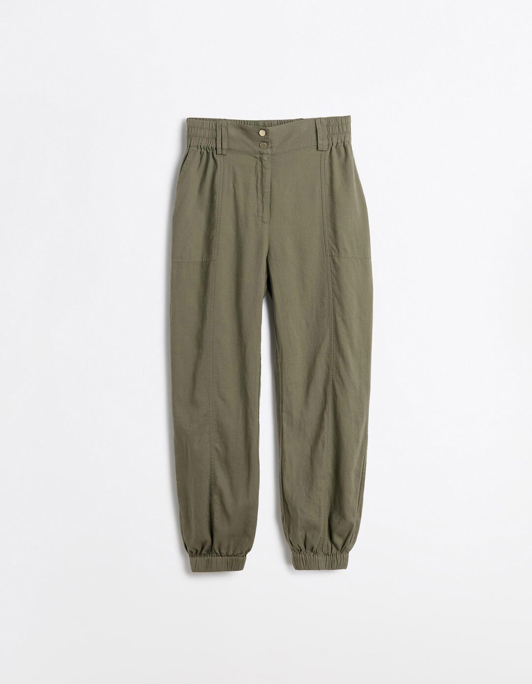 Cal&ccedil;as Joggers Com Linho, Mulher, Verde