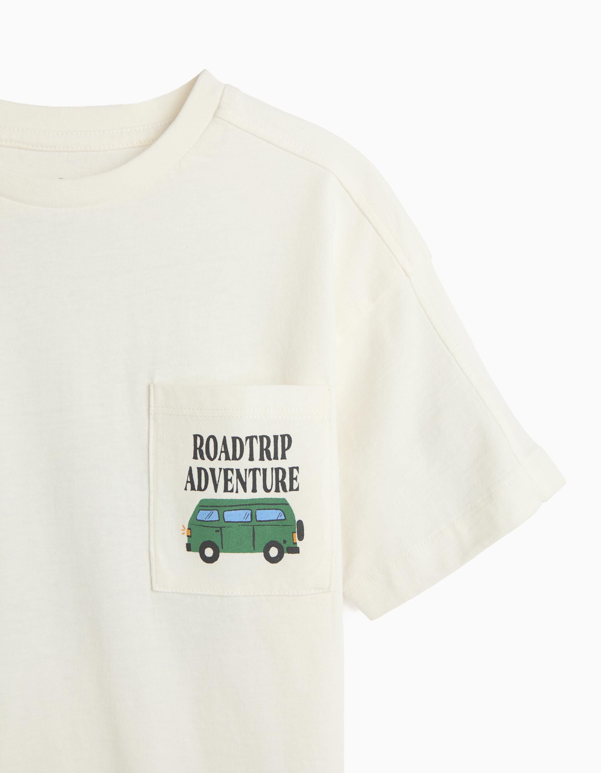 Comprar Online T-shirt com Bolso, Menino, Cru