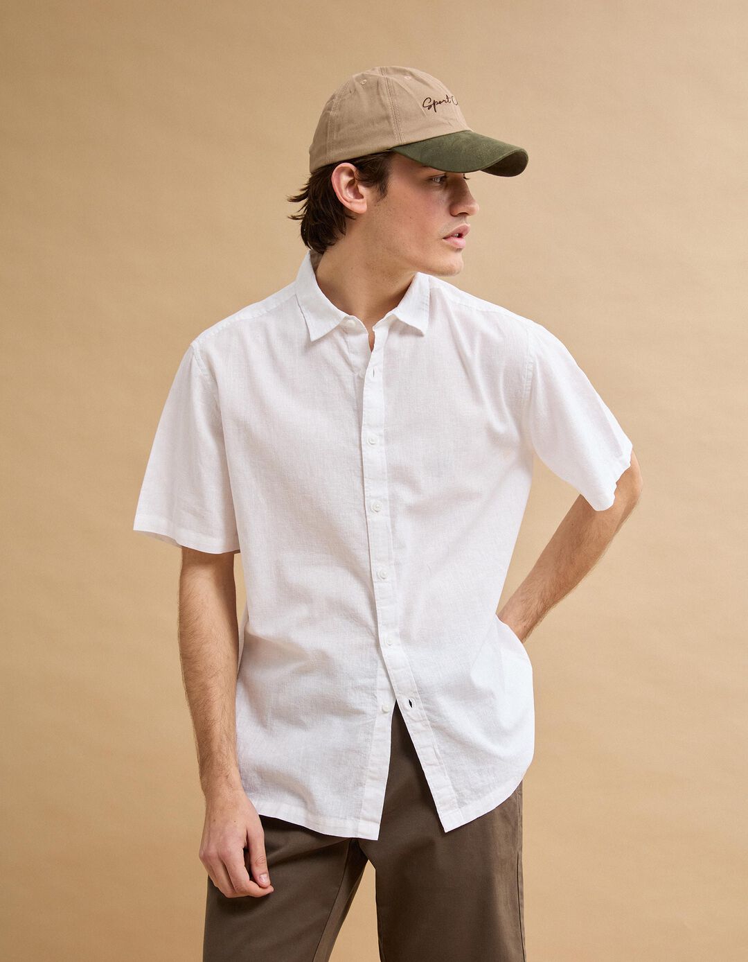 Camisa com Linho, Homem, Branco