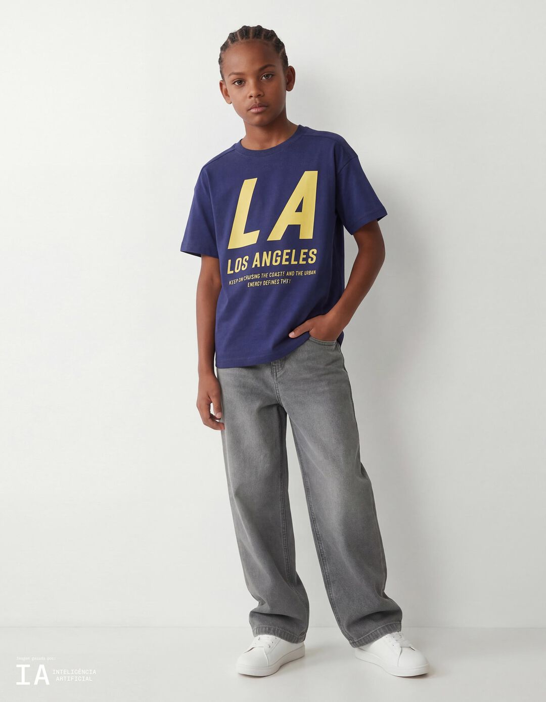 Cal&ccedil;as de Ganga 'Baggy', Menino, Cinzento