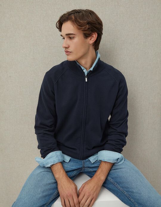 Comprar Online Casaco de Malha Fecho de Correr, Homem, Azul Escuro