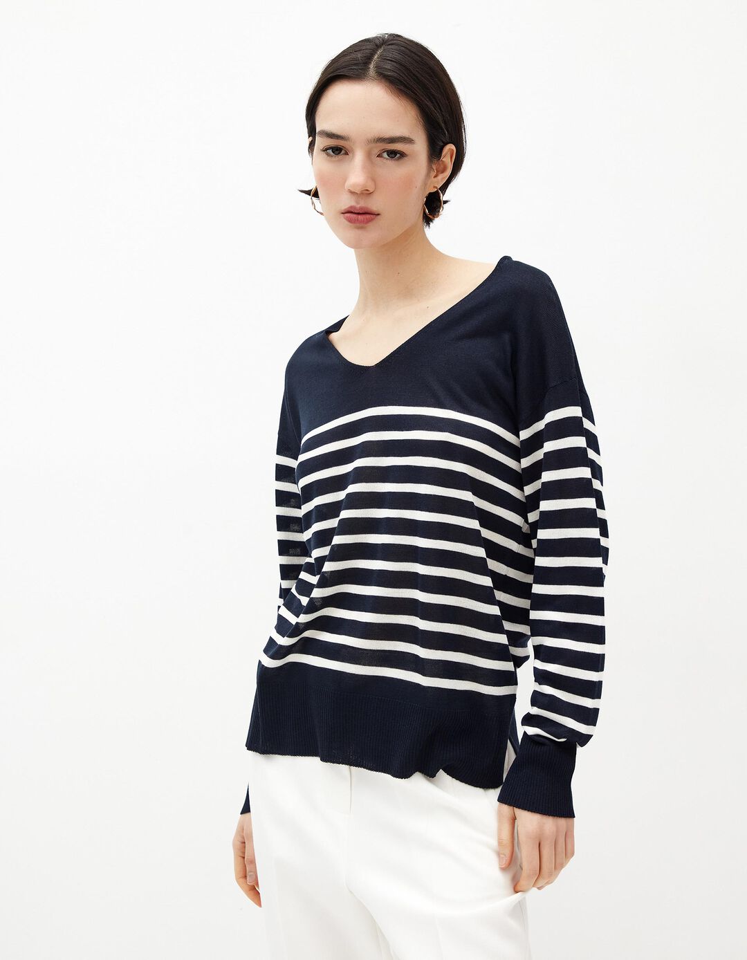 Camisola Malha Fina, Mulher, Azul Escuro