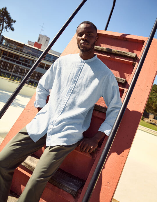 Comprar Online Camisa com Linho, Homem, Azul Claro