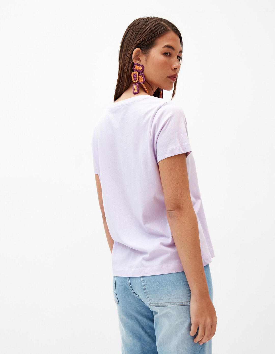 T-shirt Decote em V, Mulher, Roxo