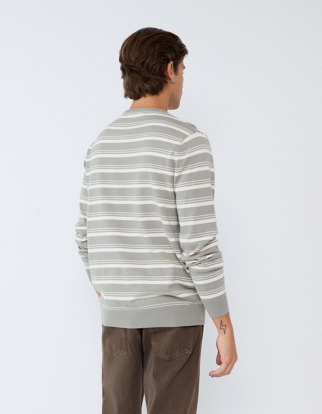 Camisola &Agrave;s Riscas, Homem, Cinzento Claro