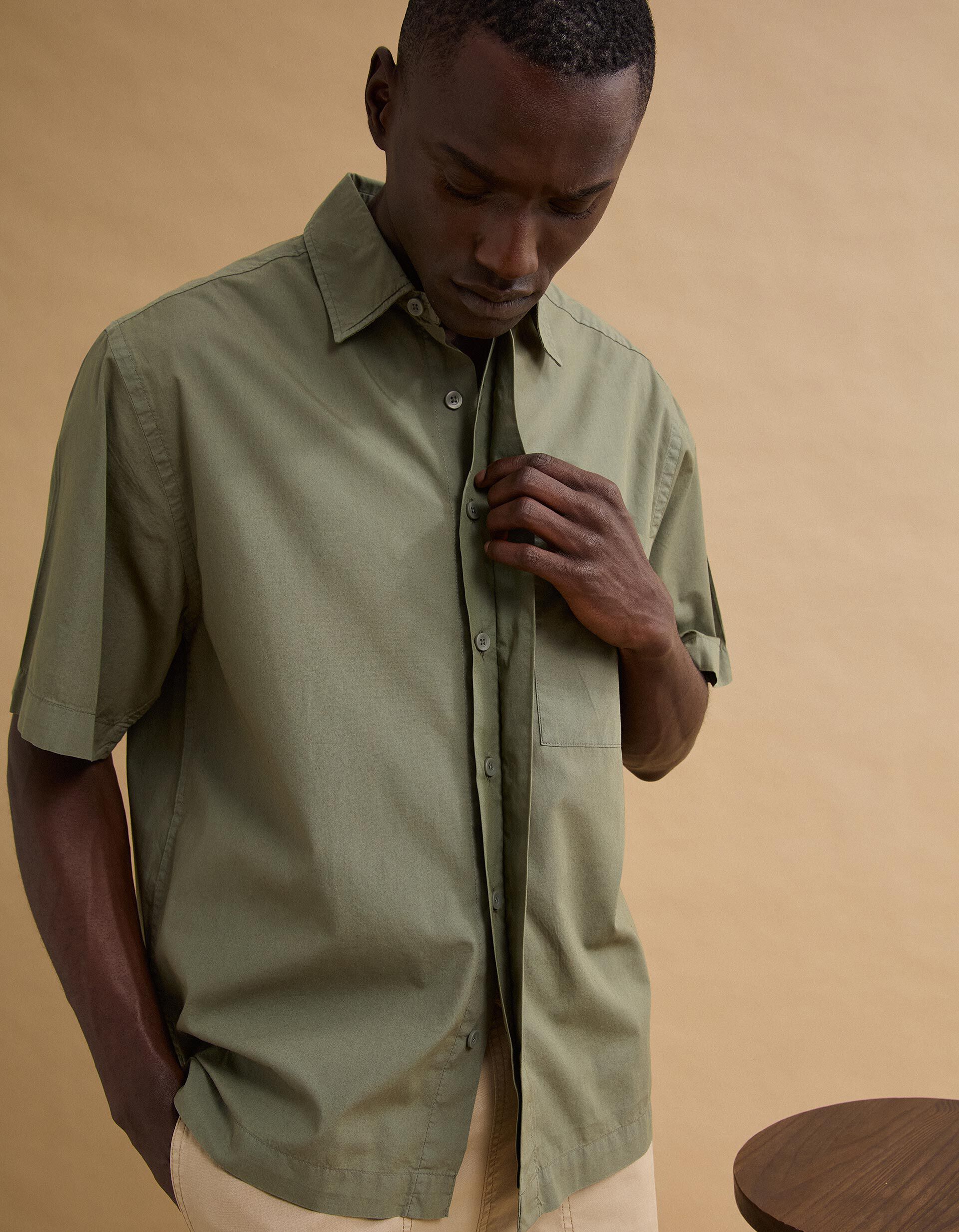 Comprar Online Camisa Popline, Homem, Verde Escuro