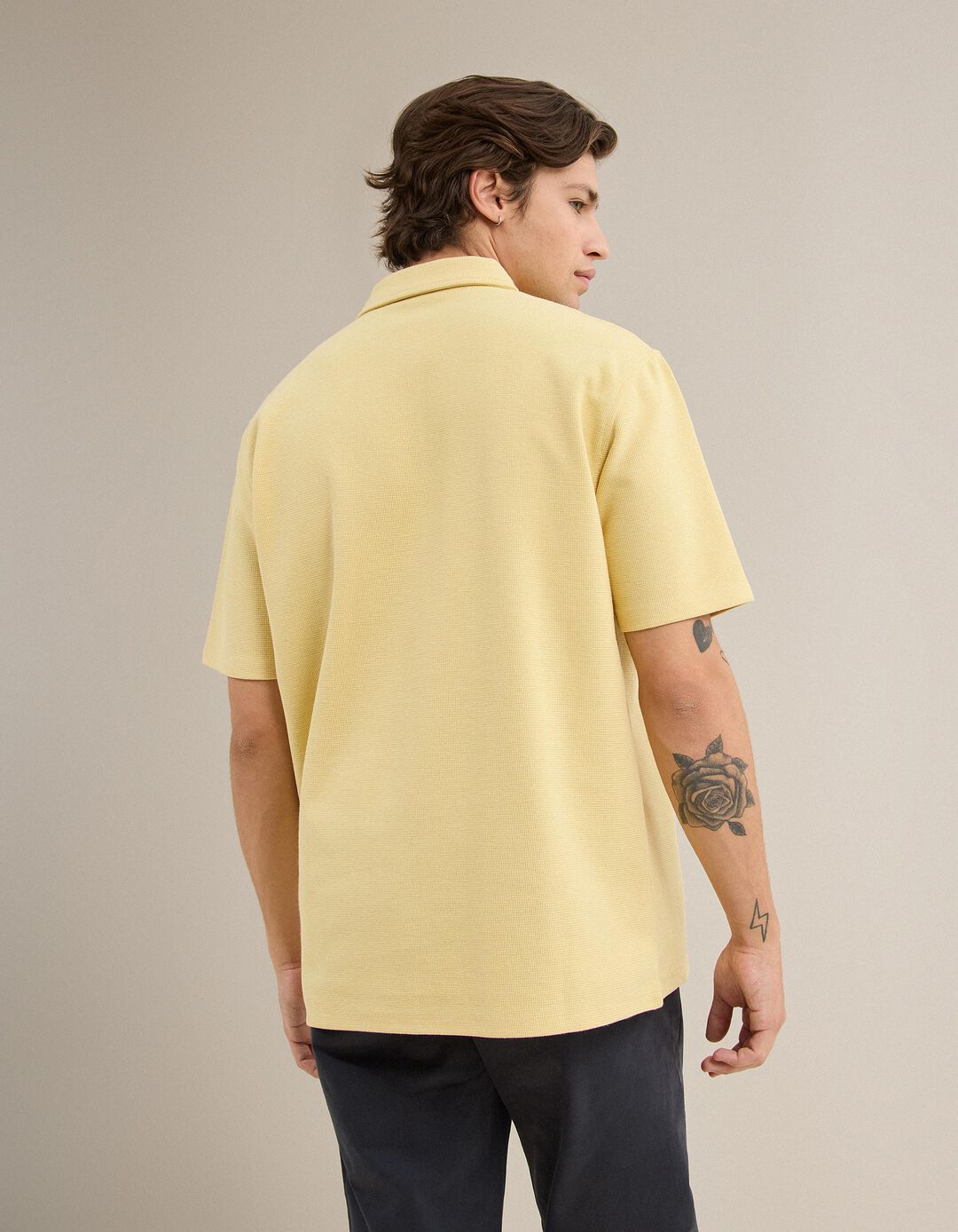 Polo Estruturado, Homem, Amarelo