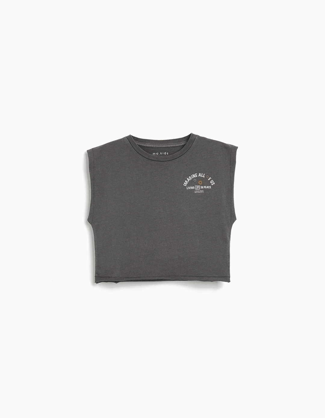 T-shirt sem Mangas 'Peace Language', Menina, Cinzento Escuro