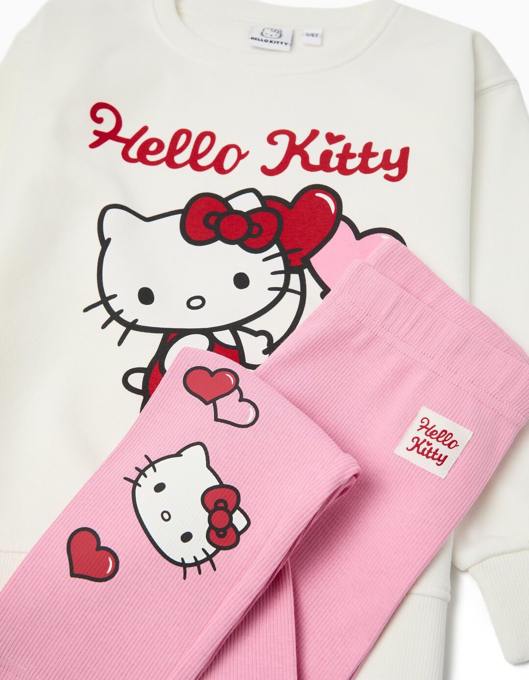 Conjunto Sweatshirt e Leggings 'Hello Kitty', Menina, Branco
