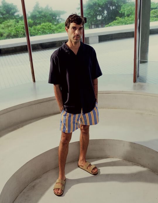 Comprar Online Camisa com Linho, Homem, Azul Escuro