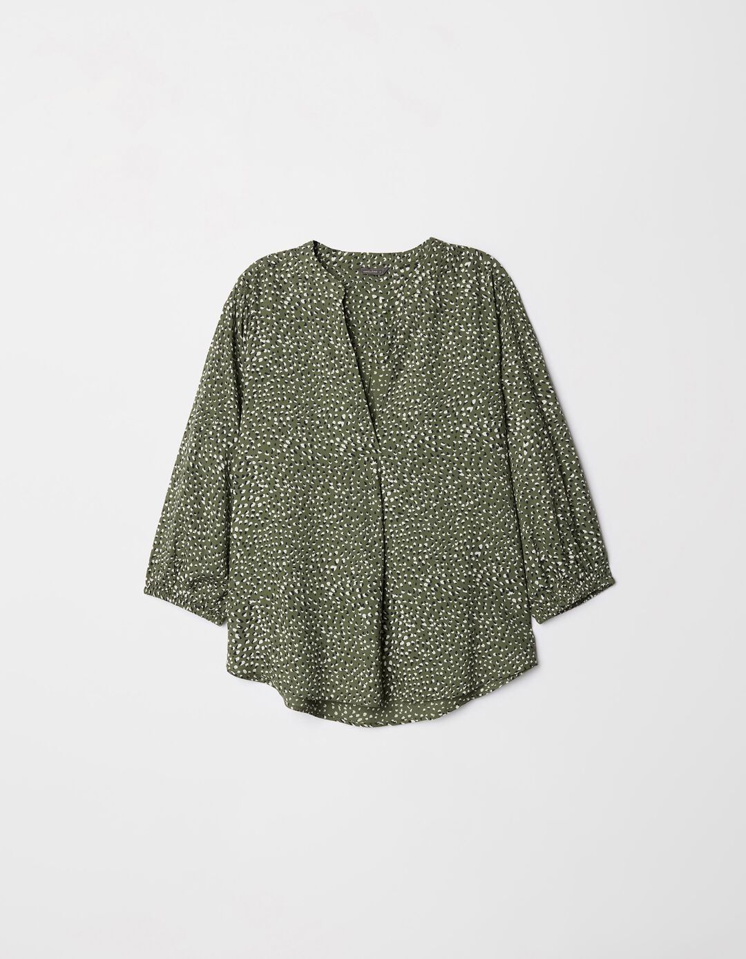 Blusa Estampada Decote em V, Mulher, Verde