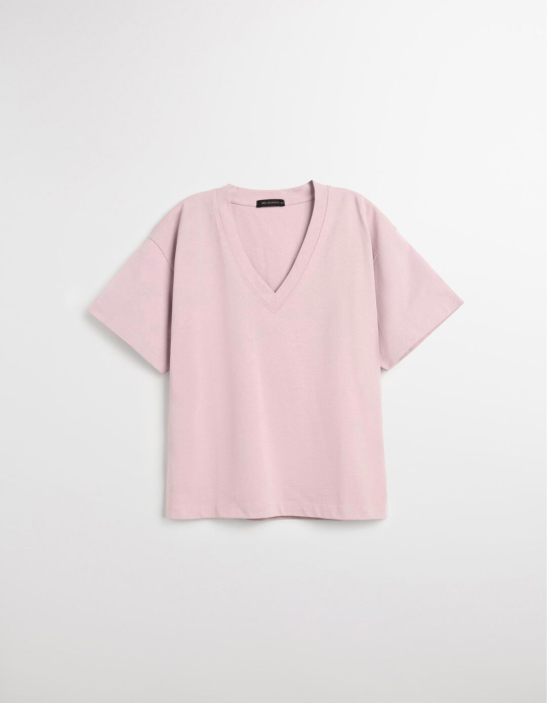 T-shirt Decote em V, Mulher, Roxo Claro