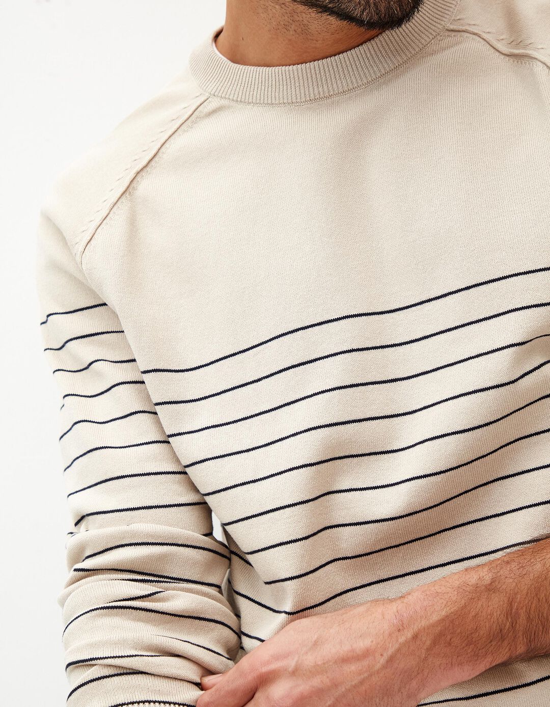 Camisola Riscas, Homem, Bege Claro 
