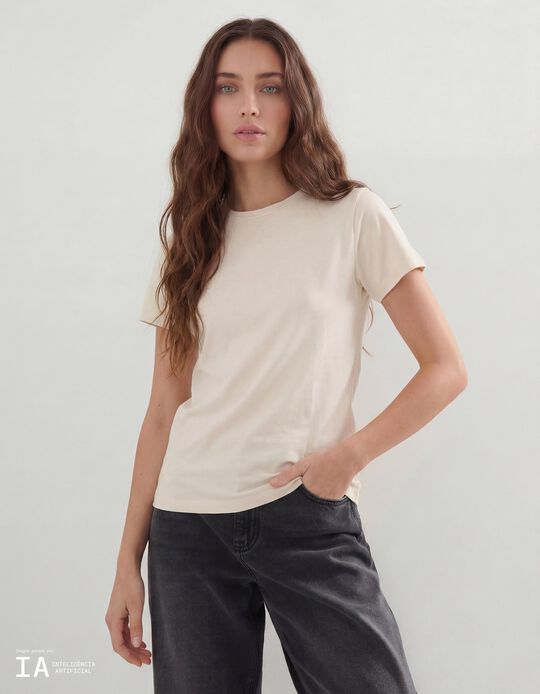 Comprar Online T-shirt, Mulher, Bege Claro