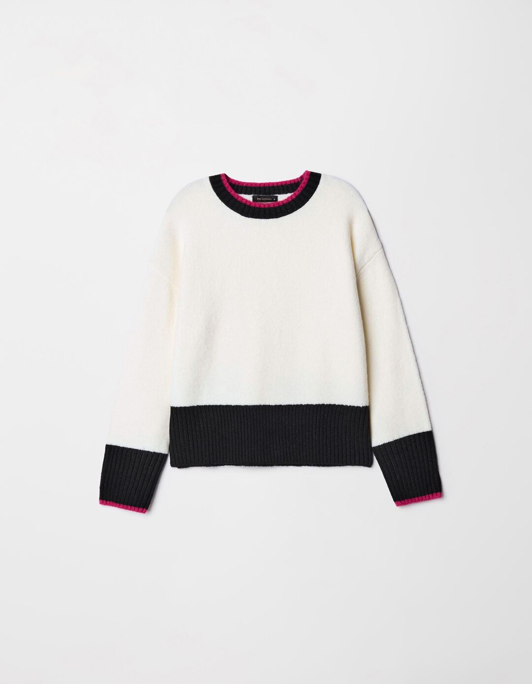 Camisola de Malha Blocos de Cor Mistura de Lã, Mulher, Bege Claro 