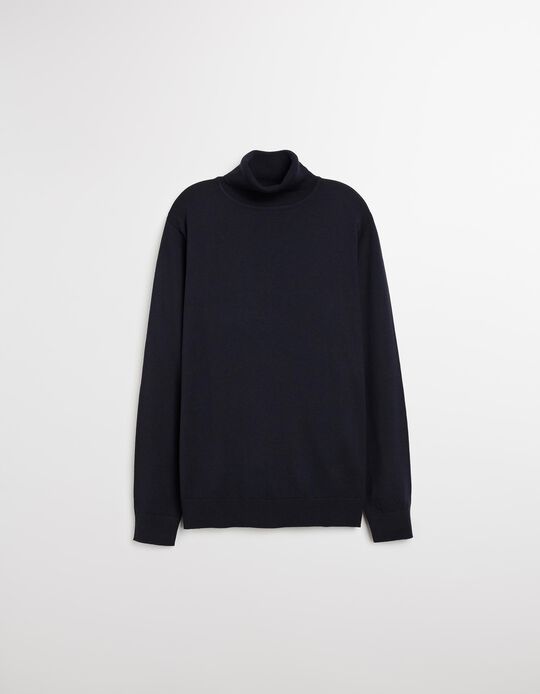 Comprar Online Camisola de Malha com Gola Alta, Homem, Azul Escuro