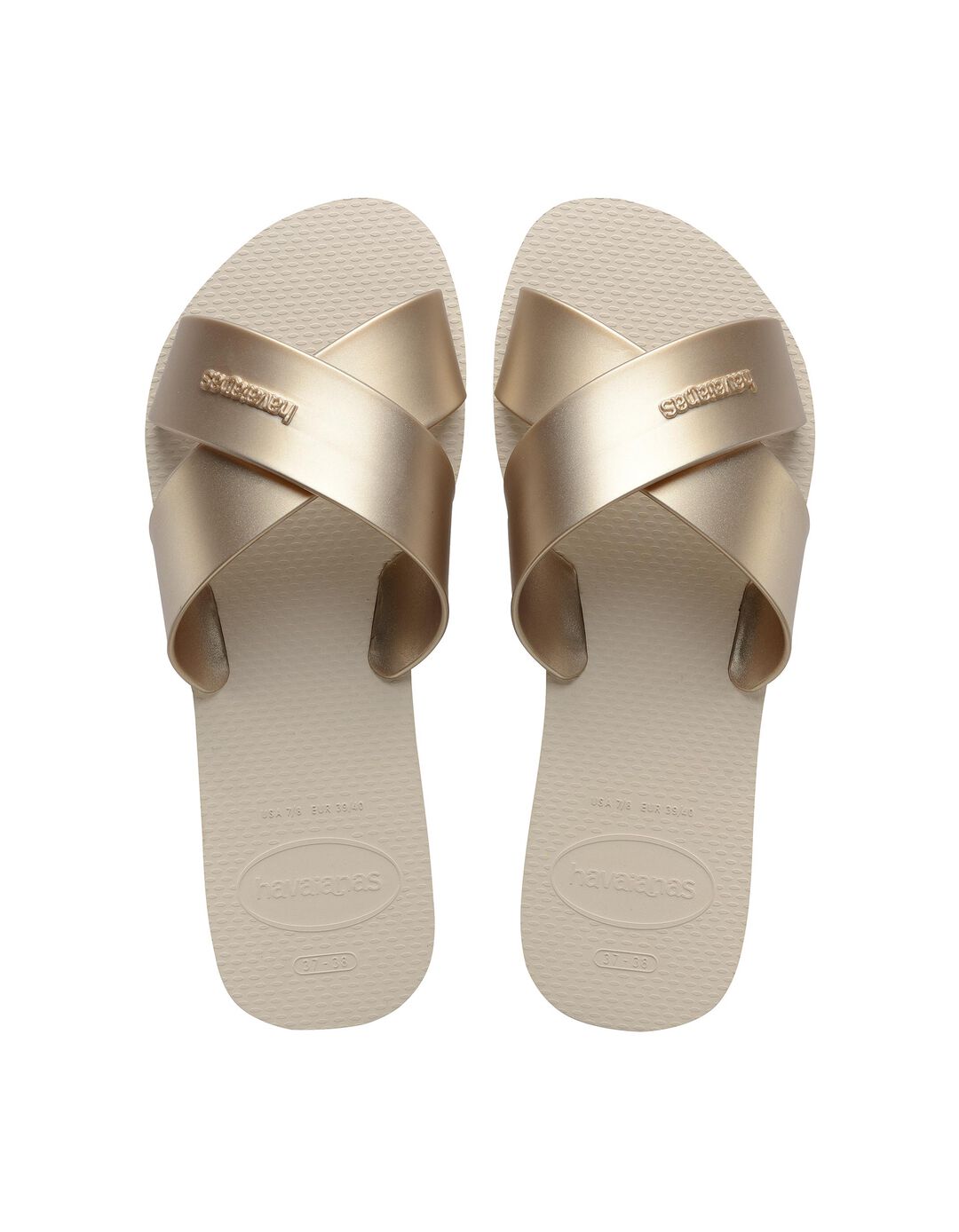 Sand&aacute;lias Havaianas Aqua Metallic, Mulher, Bege