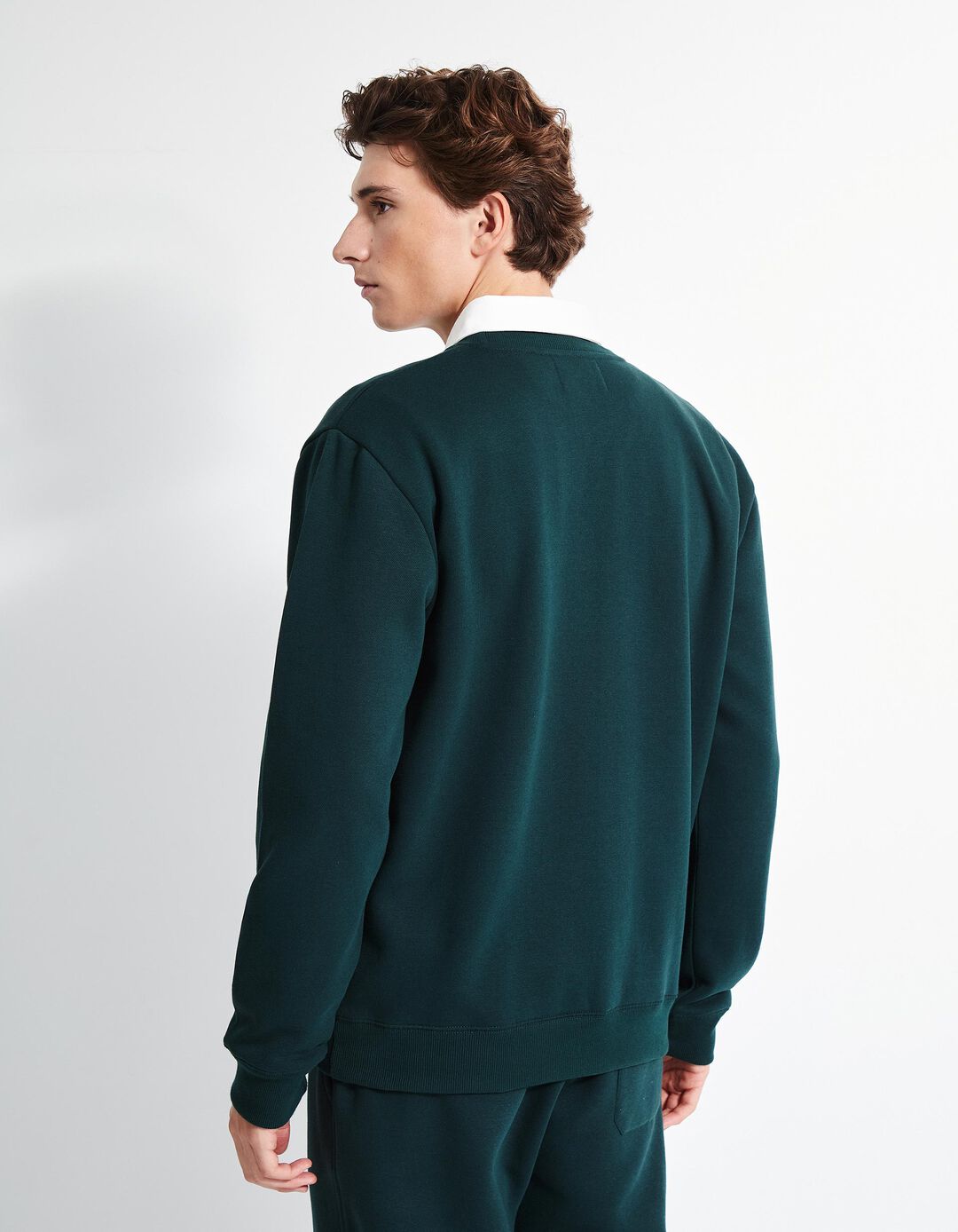 Sweatshirt de Felpa Estampado, Homem, Verde Escuro