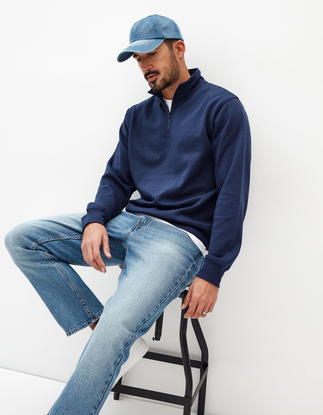 Sweatshirt Fecho de Correr, Homem, Azul Escuro