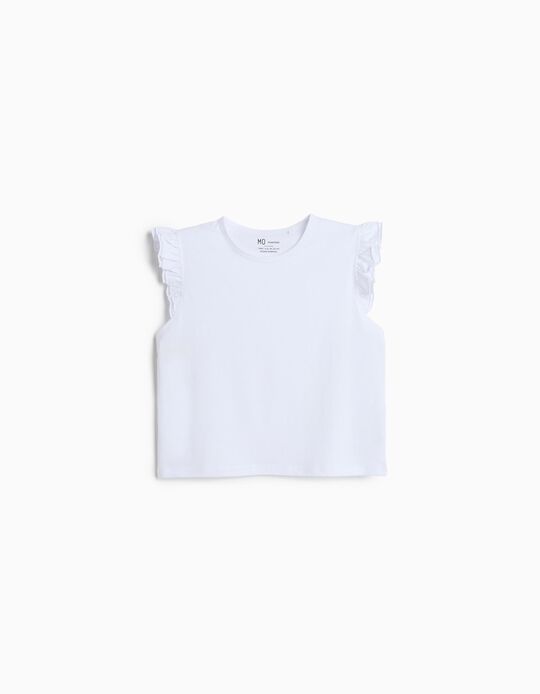 Comprar Online T-shirt Folhos, Menina, Branco