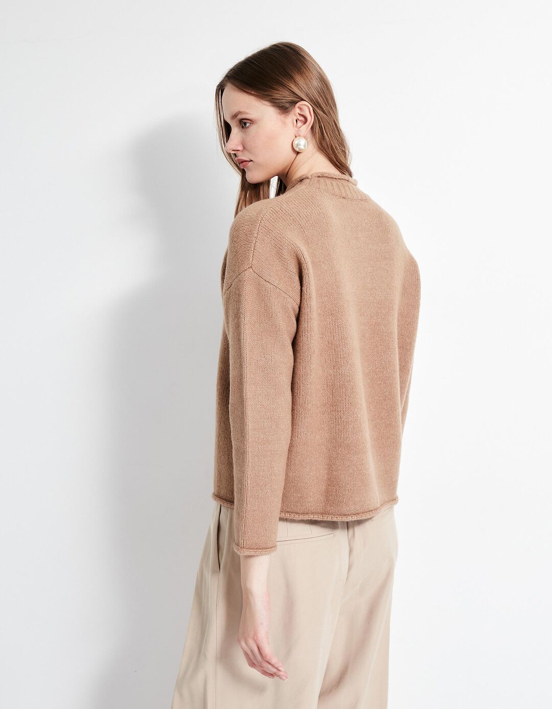 Camisola de Malha, Mulher, Bege