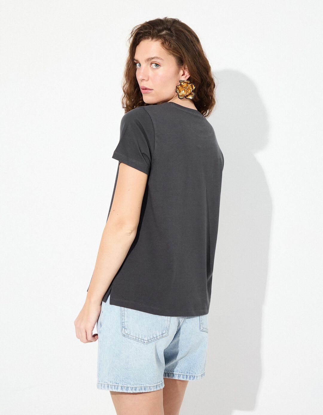 T-shirt, Mulher, Cinzento Escuro 
