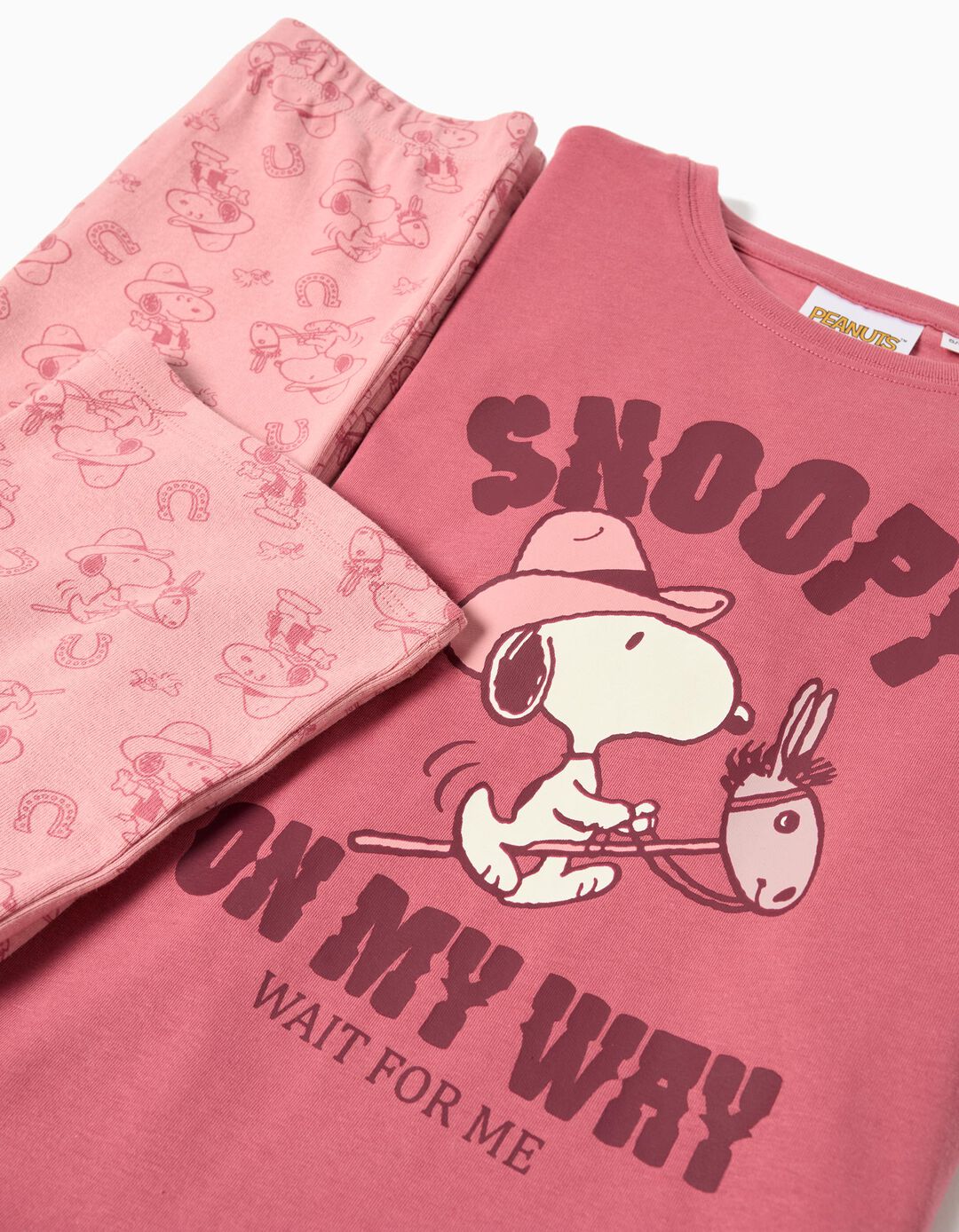Conjunto T-shirt e Leggings 'Snoopy', Menina, Rosa Escuro