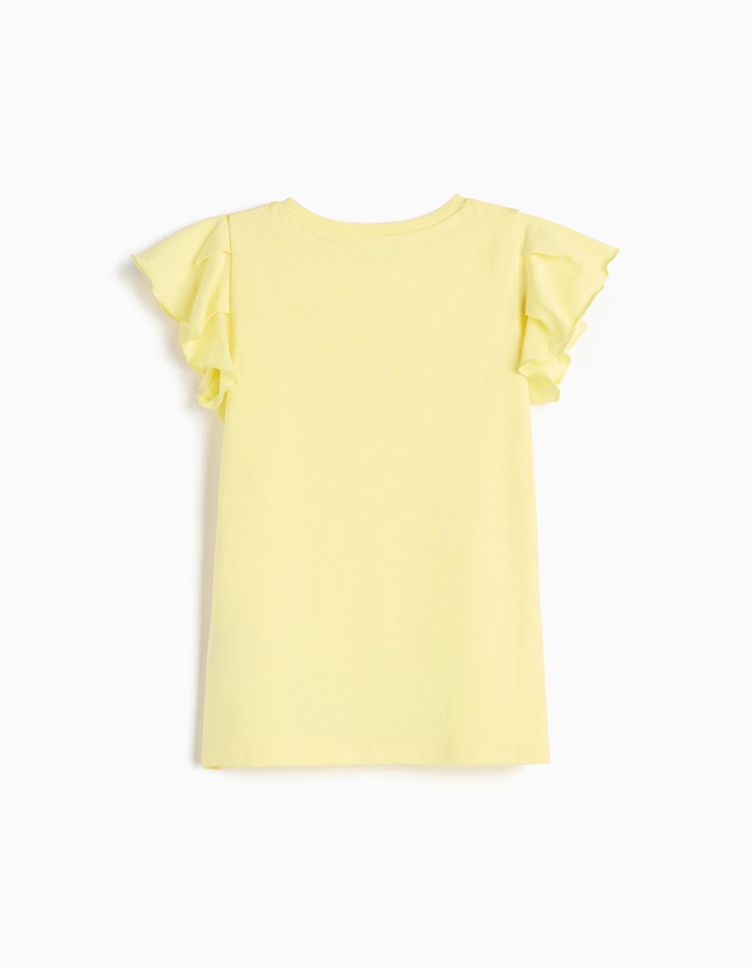 T-shirt Folhos, Menina, Amarelo