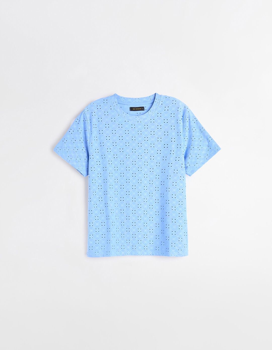 T-shirt com Bordados, Mulher, Azul
