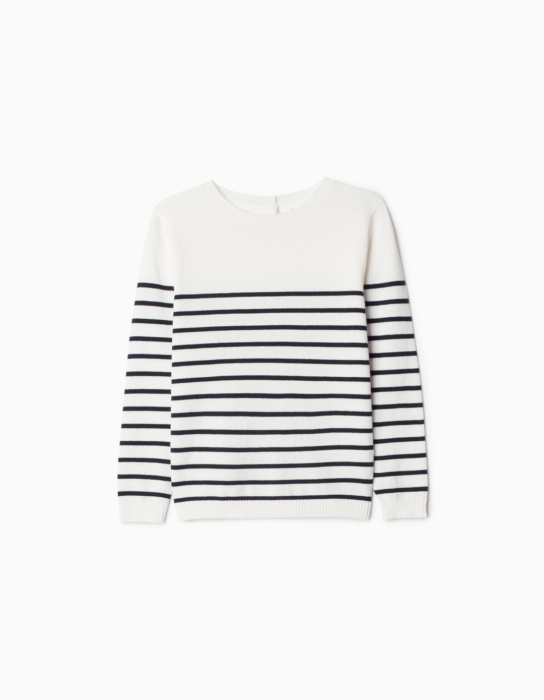 Camisola de Malha Riscas, Menina, Branco