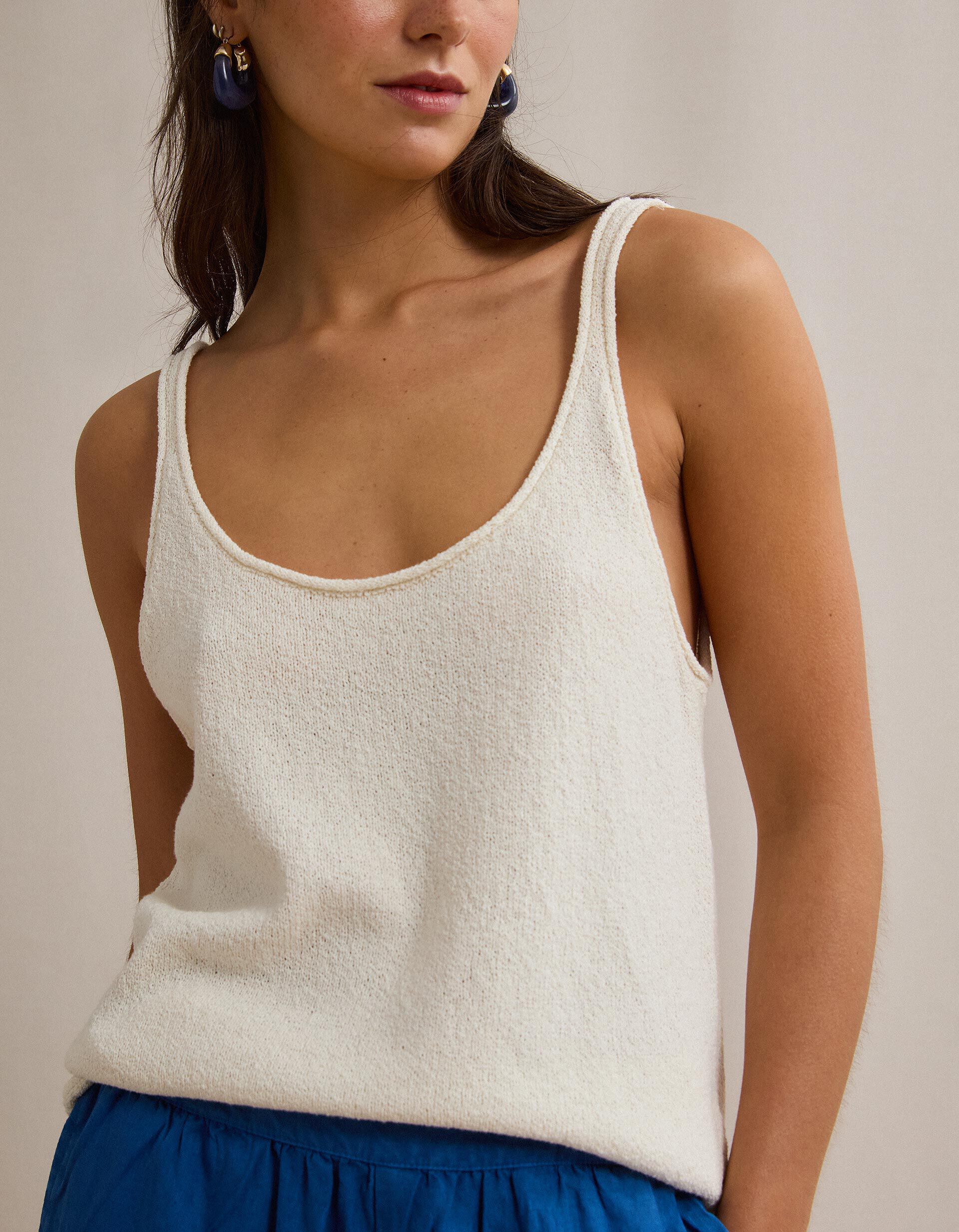 Comprar Online Top de Malha, Mulher, Bege Claro