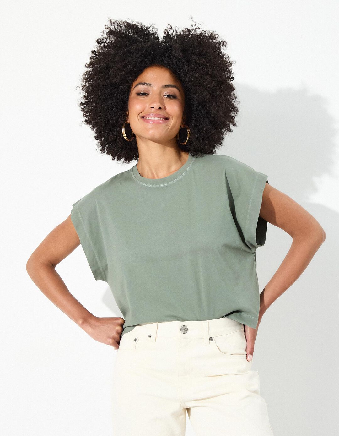T-shirt, Mulher, Verde Claro 