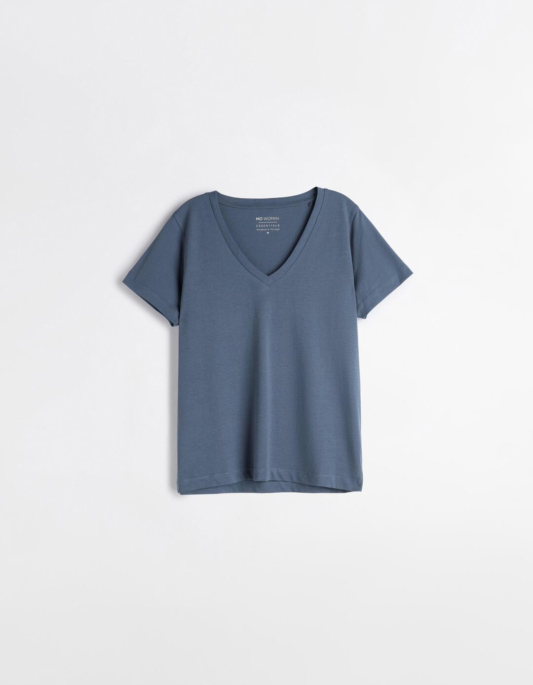 T-shirt Decote em V, Mulher, Azul
