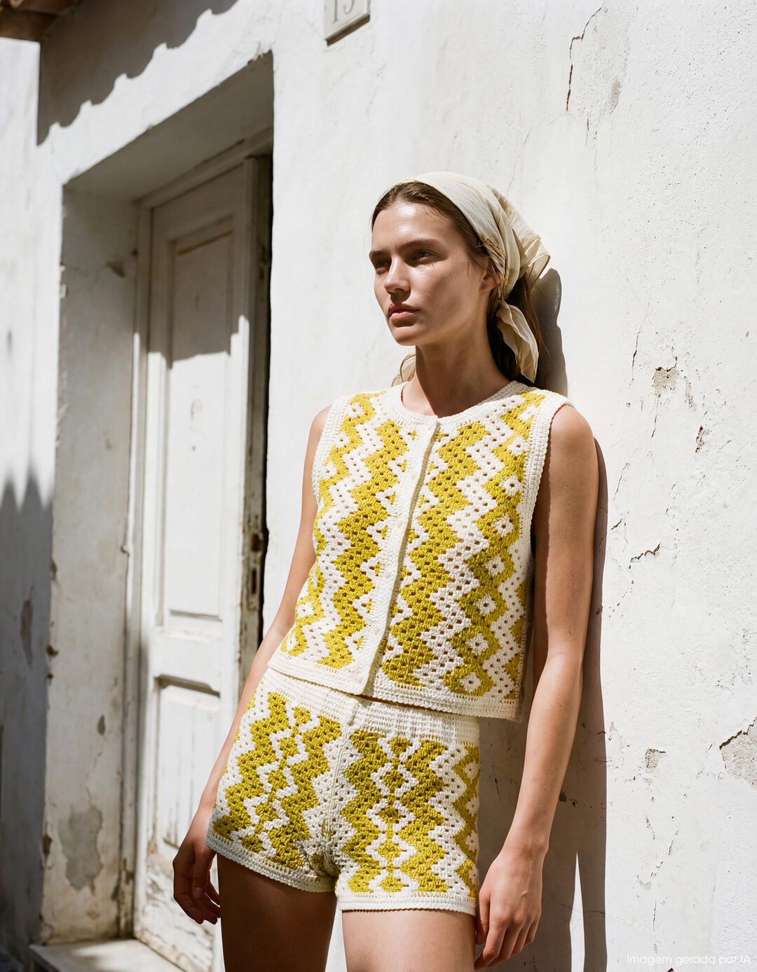 Colete Crochet, Mulher, Amarelo