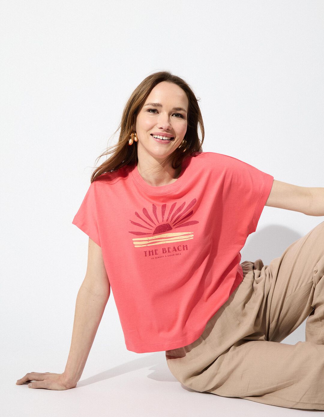 T-shirt Print, Mulher, Rosa 