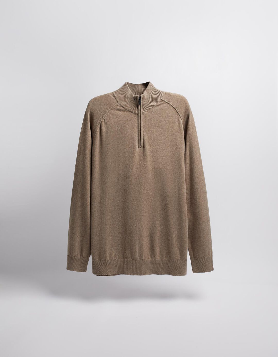 Camisola de Malha Fecho de Correr, Homem, Castanho Claro