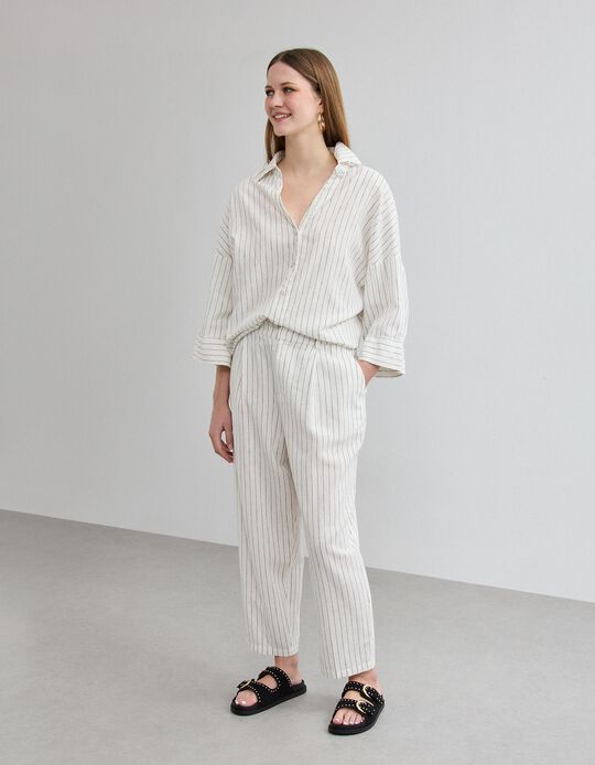 Comprar Online Cal&ccedil;as com Linho, Mulher, Bege Claro