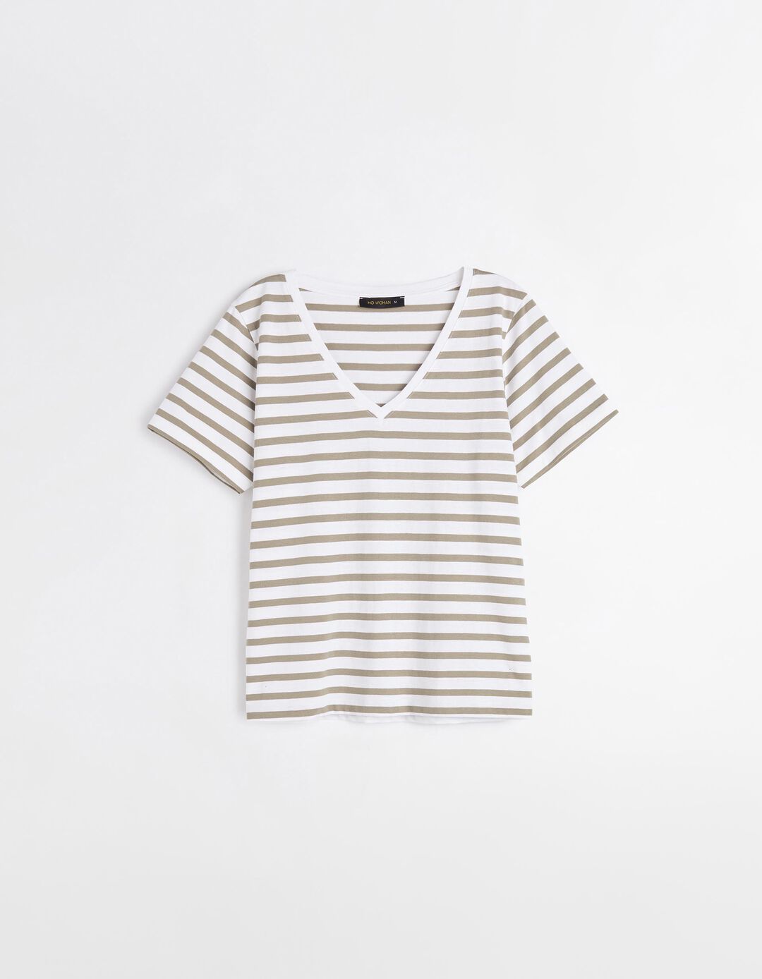 T-shirt Decote em V, Mulher, Verde