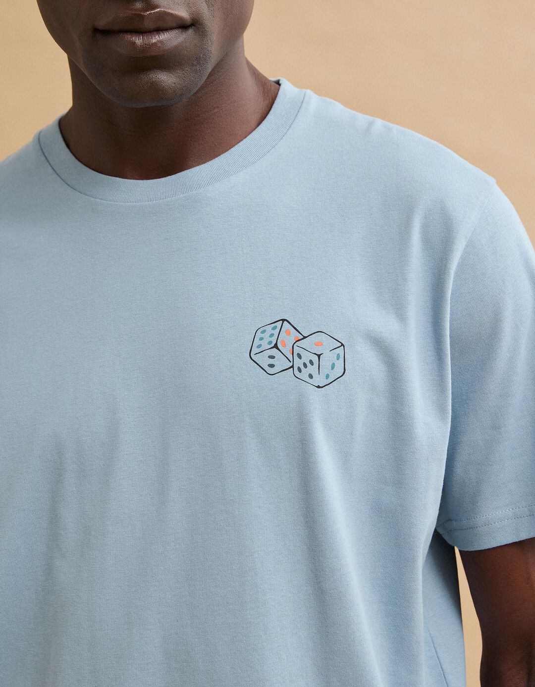 T-shirt Estampada, Homem, Azul Claro