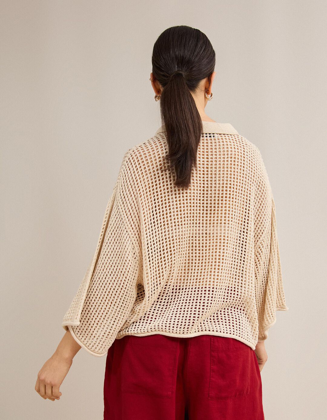 Camisa Tricotada, Mulher, Bege Claro