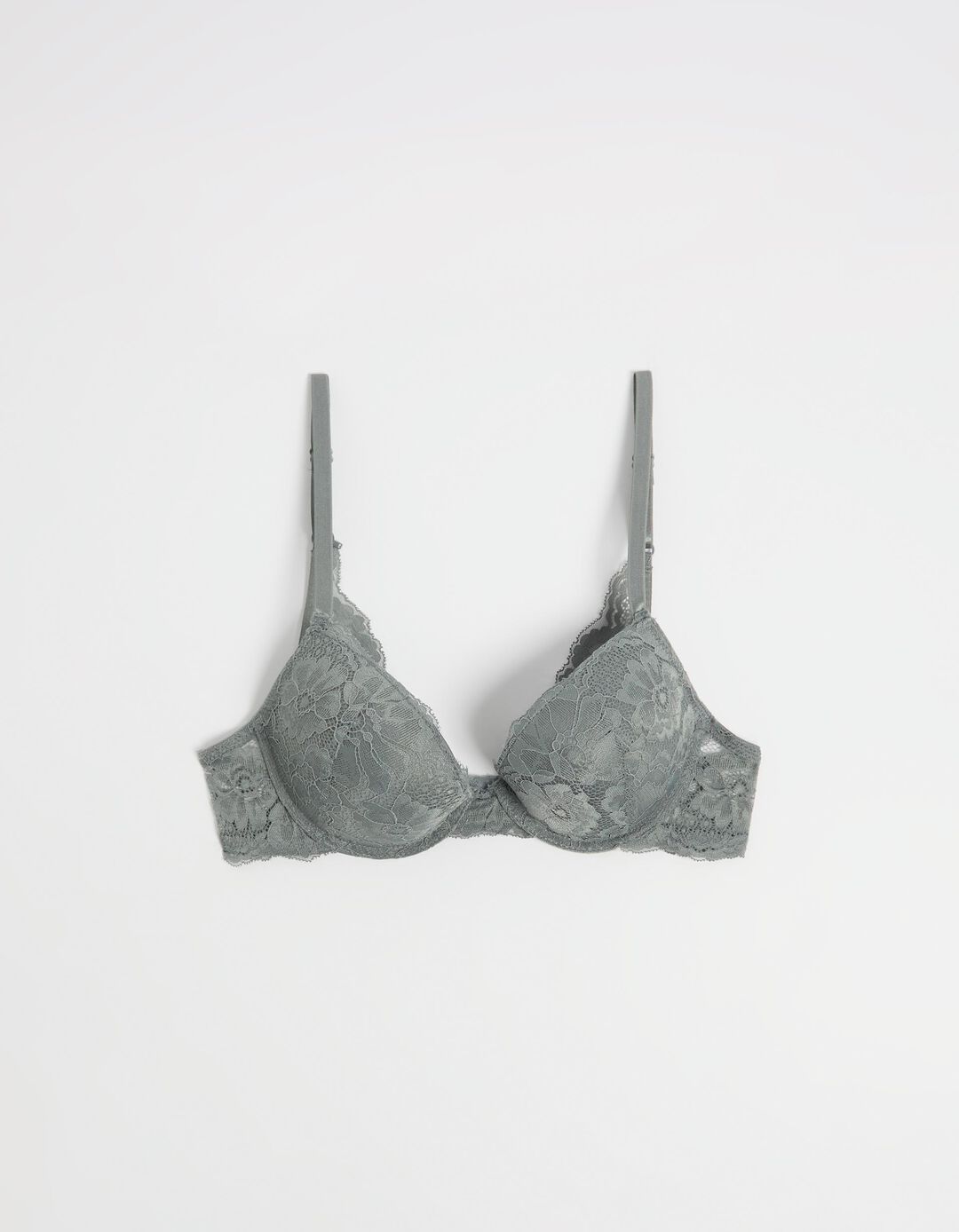 Soutien Push Up Renda, Mulher, Cinzento Escuro