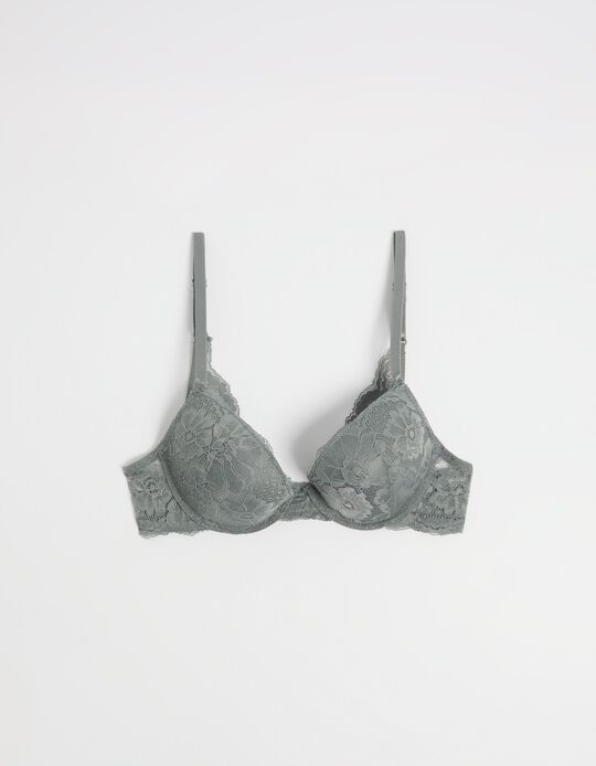 Comprar Online Soutien Push Up Renda, Mulher, Cinzento Escuro