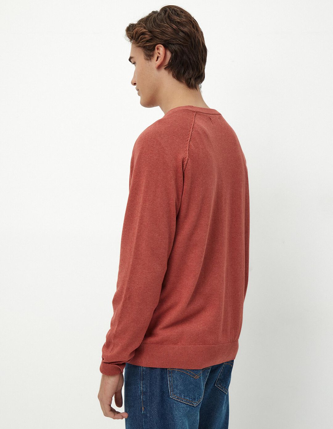 Camisola de Malha Decote Redondo, Homem, Laranja