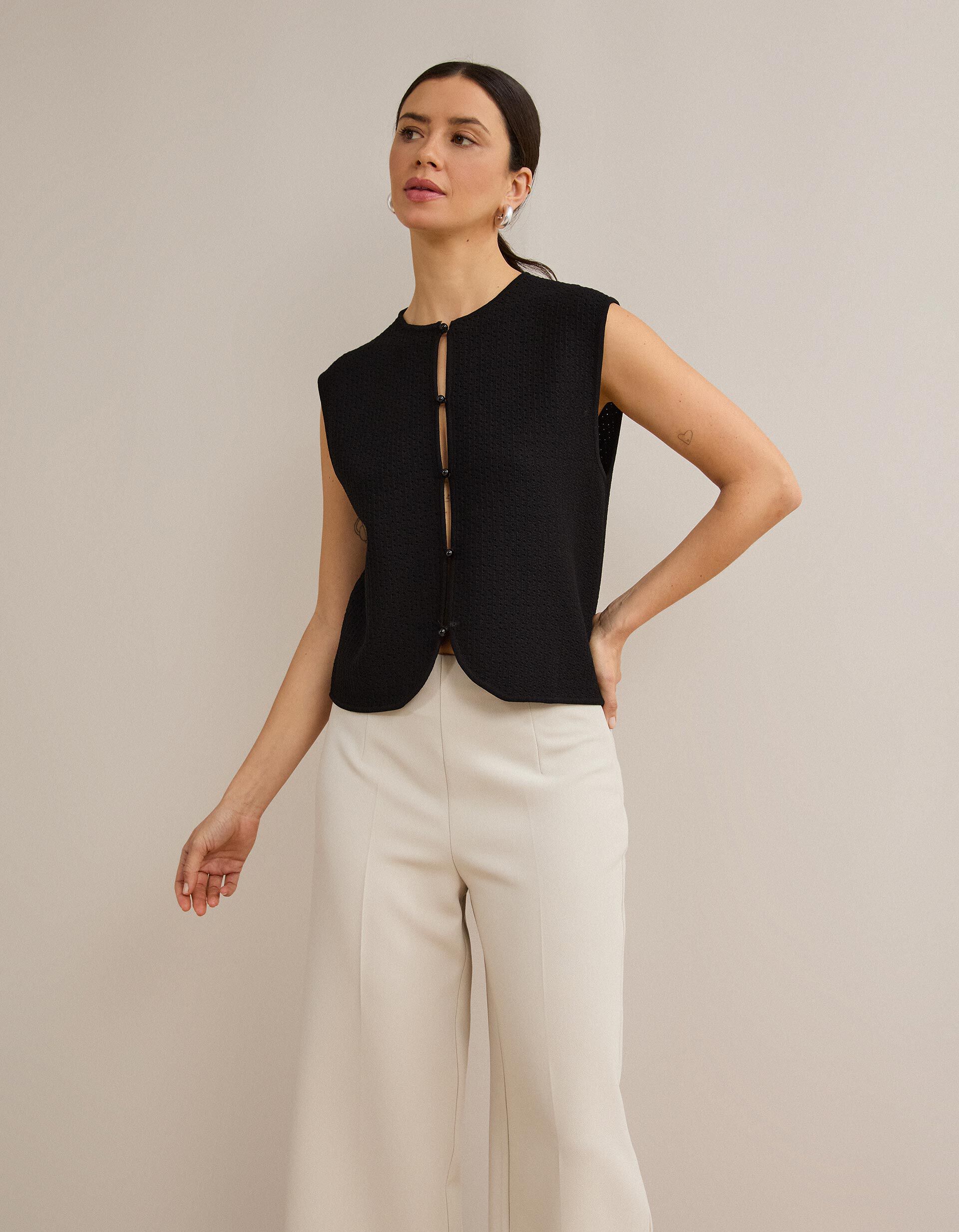 Comprar Online Colete Tricotado, Mulher, Preto
