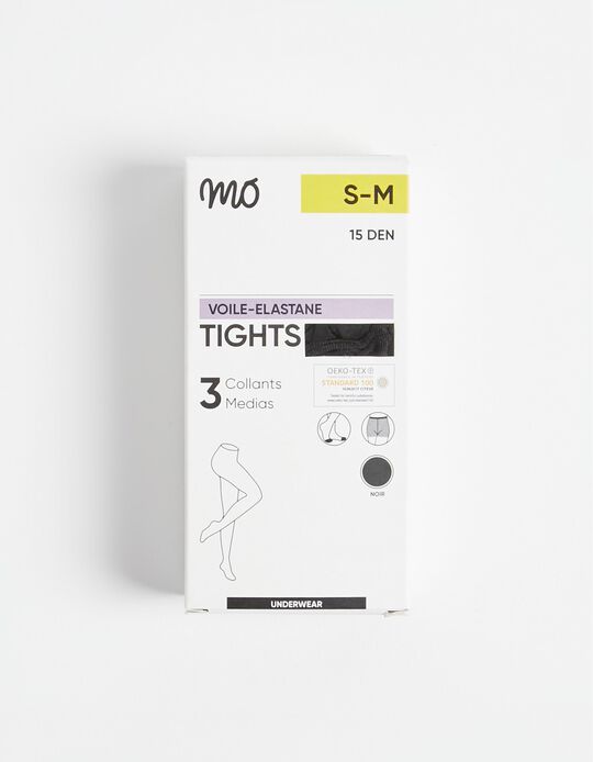 Comprar Online Pack 3 Collants 15 DEN, Mulher, Preto