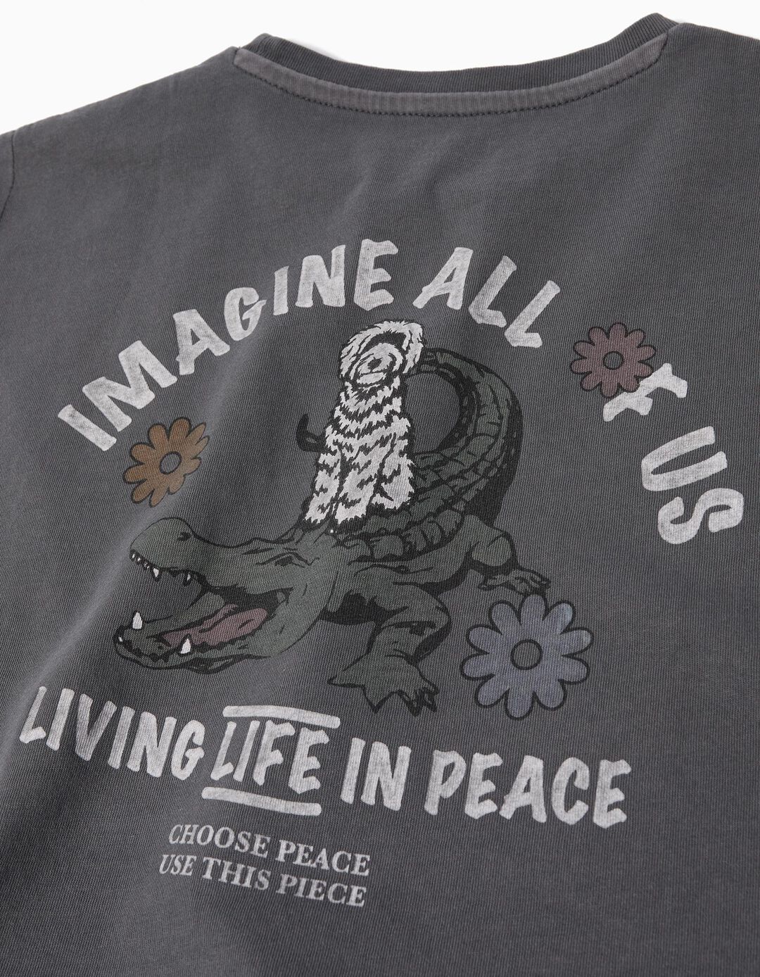 T-shirt sem Mangas 'Peace Language', Menina, Cinzento Escuro
