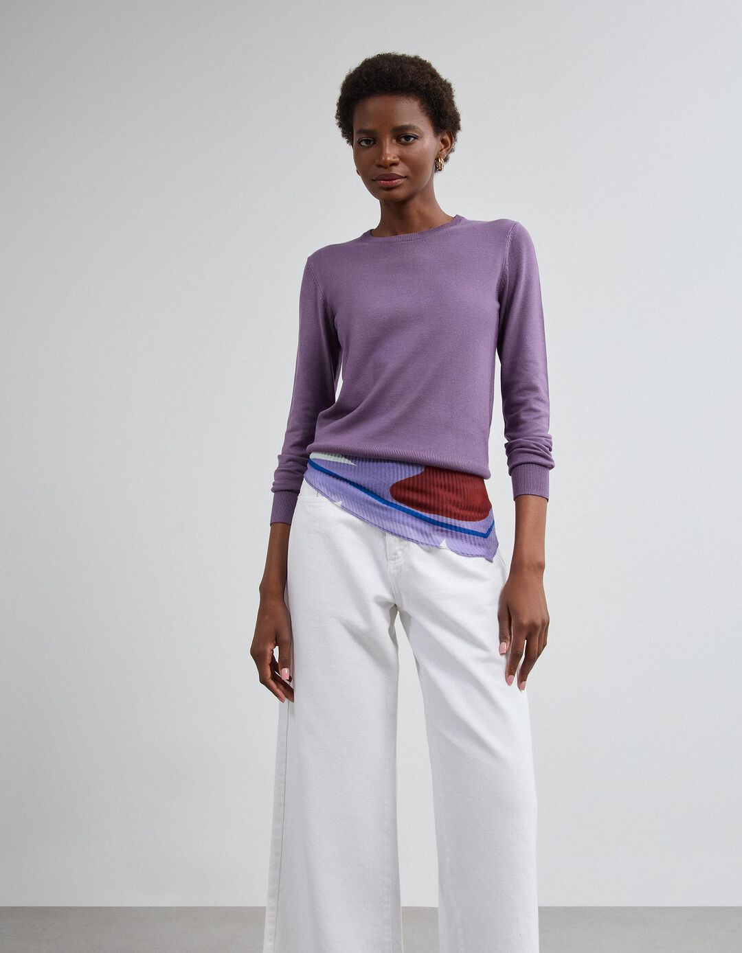 Camisola Tricotada, Mulher, Roxo Claro