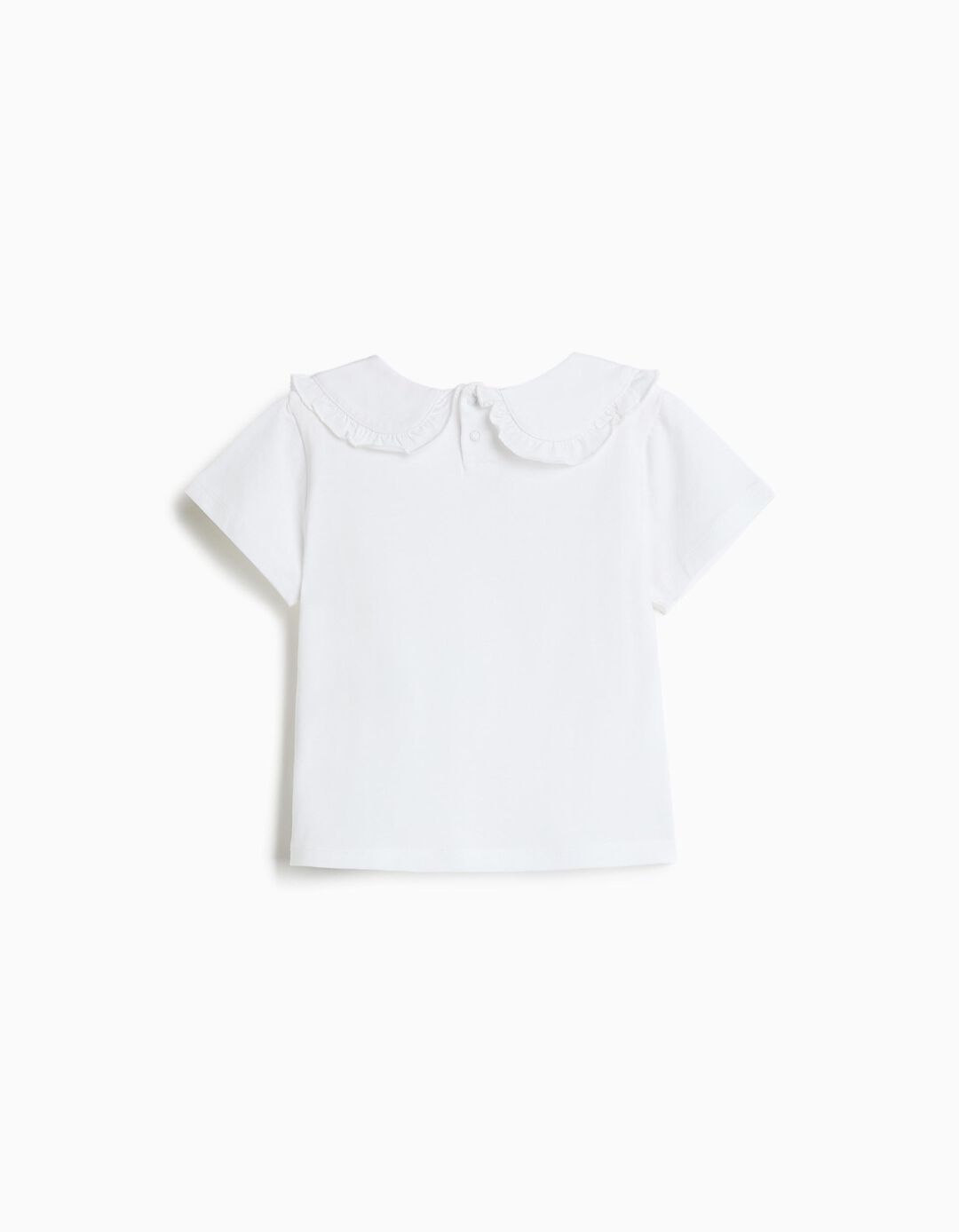 T-shirt Com Gola, Menina, Branco